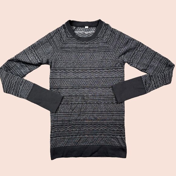Lululemon Rest Less Pullover Gray Fair Isle Gray Heathered Black Est Size 4 - Picture 1 of 5